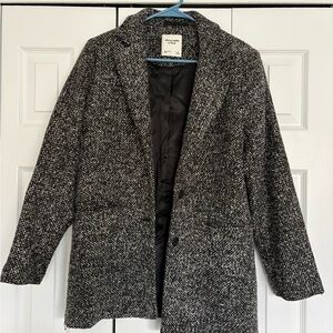Abercrombie & Fitch Women's Black & White Tweed Coat